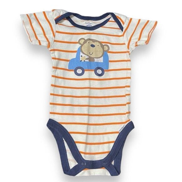 Gerber Graphic Print Bodysuit Onesie Baby Boy 12 Months Multicolored Striped Top - Picture 2 of 8